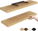 Fun Memories Floating Shelves for Wall, 24" Rustic Wood Deep Wall Mounted Shelves with Invisible Brackets for Decor & Storage, Floating Shelf for Living Room, Bathroom (Oak, Set of 2) by CozyNest Decor