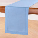 Solino Home Linen Cornflower Blue Hemstitch Table Runner 36 Inches - 100% Pure Linen Small Table Runner 14 x 36 Inch Ideal for Dresser and Coffee Tables - Classic Hemstitch by CozyNest Decor