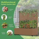 Casaphoria Metal Raised Garden Bed with Trellis and Wheels, 47"x47"x16" Planter Box for Climbing Plants, Vegetables & Vines, Features Drainage Holes and Privacy Screen (Brown-Louvered) by GreenHaven Gardens