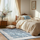 jinchan Floral Area Rugs 4x6 Machine Washable Vintage Distressed Boho Design Throw Rug Stain Resistant Carpet Low Pile Ultra-Thin Non-Slip for Bedroom Living Room Dining Room Kitchen(4‘x6',Drak Blue) by TinyTreasures Baby Boutique