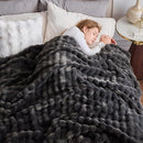 NEWCOSPLAY Faux Fur Twin Blanket Grey Bubble Blanket Thick Warm Soft for Couch Sofa Bed 550GSM (Grey, Twin(60"x80")) by CozyNest Decor