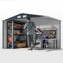 Outsunny 9' x 6' Outdoor Storage Shed, Garden Tool Metal Shed with Foundation Kit, Double Lockable Door, Air Vents and Sloping Roof, for Backyard, Patio, Lawn, Dark Gray by GreenHaven Gardens