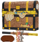 WERNNSAI Treasure Chest Piñata - Pull String Pirate Themed Piñata with Blindfold and Bat Adventure Birthday Party Decoration for Boys Kids Family Games Piñata Adventure Theme Party Supplies by TinyTreasures Baby Boutique