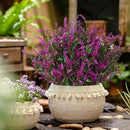 8 Pack Artificial Plants Flowers Grass Shrubs Lavender No Fade Faux Plastic Flowers Outdoor for Farmhouse Garden Porch Patio Indoor Wedding Decoration Greenery Fake Plants uv Resistant by GreenHaven Gardens