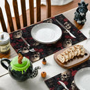 Halloween Skull Rose Placemats, Washable Heat Resistant 12×18 Inch Table Mats Floral Place Mats for Party Outdoor Decoration Kitchen Dining Décor by CozyNest Decor