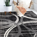Rugshop Modern Wavy Circles Design Area Rug 6'6" x 9' Black by TinyTreasures Baby Boutique