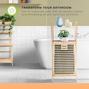 Prosumer’s Choice Bamboo Tilt-Out Laundry Hamper with 2-Tier Storage Shelves – Freestanding Clothes Hamper with Removable Liner, Space-Saving Design for Bathroom or Bedroom – 15.5”L x 11.8”W x 37.4”H by CozyNest Decor