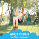TURFEE 3 Pack Assorted Swing Set, Including 1 Gym Rings Trapeze Bar and 2 Pcs Swings with Plastic Coated Chain, Swingset Accessories Replacement for Kids Outdoor Play, Playground- Green by TinyTreasures Baby Boutique