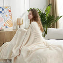 Snuggle Sac Cream Waffle Throw Blanket for Couch Bed Sofa 60x80 inches, Reversible Cream Blanket Microfiber Fluffy Fuzzy Cozy Knit Twin Blanket for Women Mothers Birthday Gifts by CozyNest Decor