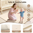 Baby Play Mat 47x47 Inches, Extra Thick 1.2" Foam Floor Mat for Tummy Time & Crawling, Waterproof Non-Slip Faux Leather Playpen Mat for Infants Toddlers, Indoor Outdoor Gym Activity, Beige by TinyTreasures Baby Boutique