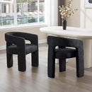 Black Sherpa Dining Chairs Set of 2, Modern Barrel Dining Room Chairs Upholstered Faux Fur Accent Chair with Arms and Round Back for Living Room Kitchen Armchair No Assembly Needed by CozyNest Decor