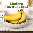 Travertine Decorative Bowl - 7.8” Diameter & 2” Height - Key Bowl for Entryway Table - Organic Modern Centerpiece - White/Gray by CozyNest Decor