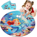 Floor Puzzles for Kids Ages 3-5, 70 Pieces Mermaid Jigsaw Puzzle for Toddler Girls Ages 3 4 5 6 7 8 Year Old, Large Round Underwater Princess Puzzle Educational Learning Toys Birthday Gift by TinyTreasures Baby Boutique