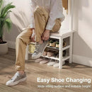 Coat Rack with Shoe Storage, Narrow Wooden Hall Tree with Bench, 11 Hooks and 2-Tier Storage Shelves, 3-in-1, Entryway Bench with Coat Rack (23.6"-Deep White) by CozyNest Decor