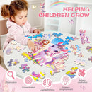Floor Puzzles for Kids Ages 4-6, 70 Pieces Large Round Unicorn Princess Floor Puzzle Unicorn Jigsaw Puzzle Toy for 3 4 5 6 Toddler Girls - Educational Christmas, Birthday Gift by TinyTreasures Baby Boutique
