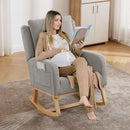 Rocking Chair Nursery, Upholstered Fabric Nursing Rocking Chairs with Lumbar Pillow, Modern Nursery Glider Rocker Morden Accent Rocking Chair for Mom Nursery, Living Room, Bedroom, Grey by TinyTreasures Baby Boutique