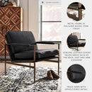 Signature Design by Ashley Puckman Mid-Century Modern Leather Accent Chair, Black by CozyNest Decor