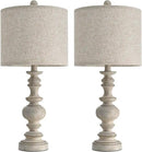BOBOMOMO 24" Farmhouse Retro Table Lamp Set of 2, Traditional Resin Lamps for Living Room Bedroom, Vintage Bedroom Lamps with Linen Shades, Rustic Table Lamps for Living Room, Nursery, Office by CozyNest Decor