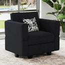 Belffin Modular Sectional Arm Accent Chair with Storage Seat Velvet Armchair Single Sofa Club Chair Black by CozyNest Decor
