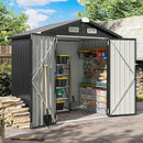 Aoxun 6.2x4 FT Shed Outdoor Galvanized Storage Shed with Large Lockable Doors for Lawn, Backyard, Patio (Black) by GreenHaven Gardens