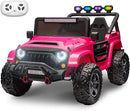 24V 2 Seater Ride On Truck with Remote Control 4WD Electric Car for Kids Ride On Car Battery Powered Ride On Toy Car with Music Player, LED Lights, Bluetooth, Rear Shock Absorber, Hot Pink by TinyTreasures Baby Boutique