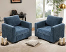 38.5 Oversized Accent Chair with Storage Blue Chenille, Single Modern Accent Sofa Chair with Arms for Apartment Living Room (21" Deep Seat) by CozyNest Decor
