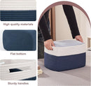 OIAHOMY 4 Pack Storage Baskets for Organizing, Basket for Shelves with Handle, Woven Baskets for Storage Toys, Towels, Books, Cotton Rope Basket 13" L x 9 " W x 7.8 " H, Blue & White by TinyTreasures Baby Boutique