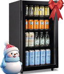 WANAI Mini Fridge Cooler 125Cans Beverage Refrigerator Glass Door Beverage Cooler for Beers Wine Juicer Adjustable Shelves LED Lights for Home, Office or Bar by CozyNest Decor