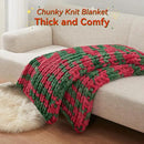 Chunky Knit Throw Blanket, 60''*80'' Knitted Throw Chenille Yarn for Bed Couch, Handmade Stripe Crochet Big Thick Blanket, Machine Washable Cute Comfy Blanket for Home Decor by CozyNest Decor