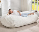 Hobestluk 5FT Bean Bag Chairs Adult Bean Bag with Portable Handle Comfy Large Bean Bag Lounge Chair with Removable Cover for Living Room Bedroom (Stripe White, 5FT) by TinyTreasures Baby Boutique