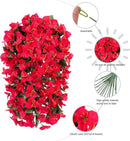 Faux Bougainvillea Artificial Flowers Plants for Outdoor Outside Decoration, 2 PCS Red Fake Flowers UV Resistant Look Real Silk Long Trailing Vines for Front Door Porch Planter Urn Patio Garden Yard by CozyNest Decor