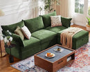 102.6" Modular Sectional Sofa, L Shaped Couch Set for Living Room, 3-Seater Comfy Cloud Couches with Movable Storage Ottoman,DIY Combination - Chenille Green by CozyNest Decor