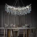 Modern Crystal Silver Chandelier, 55" Large Rectangular Oval Tree Branch Crystal Chandeliers for Dining Room,16-Light Flush Mount K9 Crystal Chandeliers, for Kitchen Island,Dining Room by CozyNest Decor