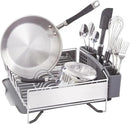 KitchenAid Compact Space Saving, Dish Rack with Removable Flatware Caddy and Angled Self Draining Drainboard, Satin Gray, 15-Inch-by-13.25-Inch by CozyNest Decor