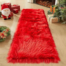 AMTOVO Faux Fur Rug, Red Ultra Soft Fluffy Shag Sheepskin Rug, 2 x 6 ft Runner Area Rugs for Bedroom Sofa Throw Cushion Room Decor, Rectangle by CozyNest Decor