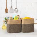 danpinera 3-Pack Cotton Rope Baskets for Storage, 11"x11" Cube Storage Cubes Store Toys, Towel, Snack, Storage Bins with Reinforced Stitching & Practical Handles, Black & Brown by TinyTreasures Baby Boutique