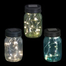 Exhart Solar Mason Jars, Set of 3 Glass Outdoor Garden Lanterns with Lids, 12 LED Firefly Lights, Lawn and Yard Decorations, 3.5 x 5.5 Inch by GreenHaven Gardens