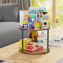 12.4" Lazy Susan Organizer 2 Tier - Rotating Spice Rack, Wooden Spinning Spice Holder for Inside Cabinet, Pantry, Kitchen, Countertop, Bathroom and Vanity, Versatile Storage by CozyNest Decor