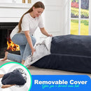 Hobestluk 3 in 1 Bean Bag Chair Giant Bean Bag Chairs for Adults with Plush Faux Fur Cover Convertible Bean Bag Floor Cushion with Machine Washable Cover for Living Room (Plush Dark Grey) by CozyNest Decor