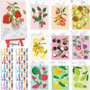 Blosssound 10 Set Pre Printed Canvas Pre Drawn Canvas Painting with Easel Kits 5" x 7" Outline Painting Panels for Beginners, DIY Craft Project, Party Favor, Home Decors(Fruit) by TinyTreasures Baby Boutique