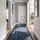 Beverly Rug Outdoor Runner Rug 2x7 Modern Floral Tropical Area Rugs for Indoor and Outdoor Patio Easy to Clean Non Shedding Living Room Porch Garden Washable Outside Carpet (2 x 7 Navy Blue) by CozyNest Decor