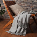 CUDDLE DREAMS Silk Throw Blanket with Hand-Knotted Fringe, Natural, Soft & Breathable (Herringbone Gray) by CozyNest Decor