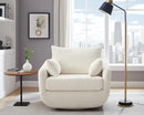 360° Swivel Accent Armchair, 39.3" Oversized, Sherpa Boucle Fabric Sofa Chair with Removable Back & Arm Pillows, Swivel Chair with Cozy Soft Padded, No Assembly Required (1, Cream White) by CozyNest Decor