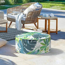 LVTXIII Outdoor/Indoor Round Inflatable Ottoman, All Weather Patio Footstool, Portable Footrest Seat for Patio Garden, Camping or Home, 21"x21"x9", Islamorada Blue Green by CozyNest Decor