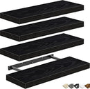 QEEIG Floating Shelves for Wall Bathroom Shelf Bedroom Kitchen Living Room Farmhouse Small Book Shelf 16 inch Set of 4, Black (015-B4) by CozyNest Decor