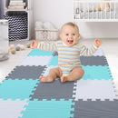 XMTMMD Soft Non-Toxic Foam Baby Play Mat | Toddler Playmat | EVA Foam Interlocking Tiles for Gym, Nursery, Playroom | 18 Squares Foam Floor Mats for Kids & Babies | Colorful Jigsaw Puzzle Play Mat by TinyTreasures Baby Boutique