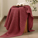 PHF 100% Cotton Waffle Weave Throw Blanket, Soft Lightweight Breathable Cozy Summer Throws for Couch Bed Sofa, Luxury Aesthetic Woven Blanket for Home Decor & Office, 50"x60", Wine Red by CozyNest Decor