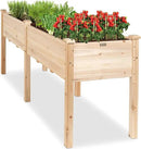 Best Choice Products 72x23x30in Raised Garden Bed, Elevated Wood Planter Box Stand for Backyard, Patio, Balcony w/Divider Panel, 6 Legs, 300lb Capacity - Natural by GreenHaven Gardens