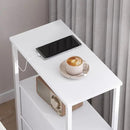 TUTOTAK Narrow Night Stand, Slim End Table, Tall Side Table with 3 Fabric Drawer, Small Bedside Table with Storage, Set of 2, for Living Room, Bedroom, White TB01BW072 by CozyNest Decor