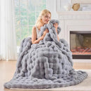BENVWE Fluffy Faux Fur Throw Blanket for Couch, Soft Plush Thick Cozy Fuzzy Luxury Minky Bubble Blanket for Home Living Room Decor Gift for Women, Light Grey, 51" x 63", 1100GSM by CozyNest Decor